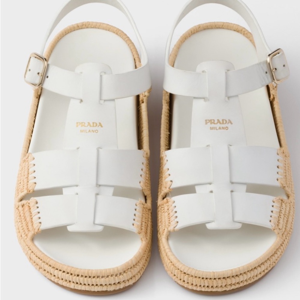 Prada women’s Leather Fisherman Espadrille Sandals